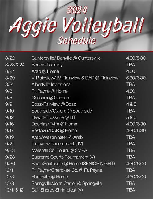  2024 AHS Volleyball Schedule